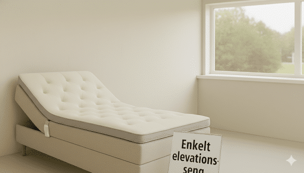 Enkelt Elevationsseng i 90x200 Sandfarvet med kraftig bund