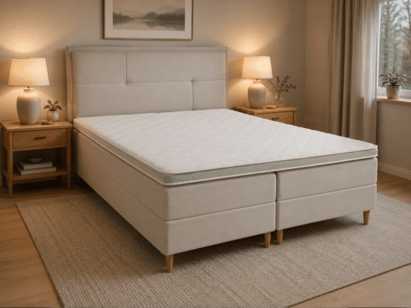 Med sengegavl Sandfarvet Magasinseng 160x200